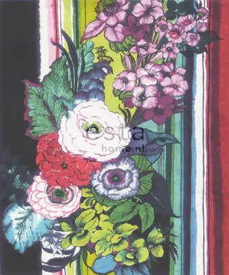 Imagen del producto de ESTAhome fotomural flores , rojo, azul, blanco y verde 232.5 x 279 cm