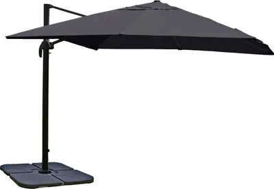 Immagine prodotto di Ombrello semaforo gastronomico HWC-A96, 3x3m (Ø4,24m) poliestere alluminio/acciaio 23kg ~ antracite con supporto, girevole