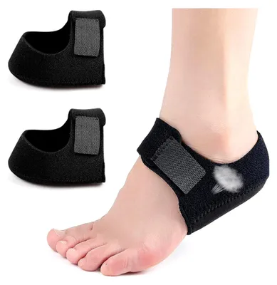 Produktbild von Fersenschutz für Plantarfasziitis, Einlagen und Bandage für Damen und Herren, Silikon Fersenschutz, Fersensporn Socken (Schwarz, S (35-39))