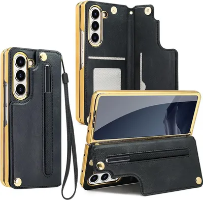 Obrázek produktu pro Pro Samsung Galaxy Z Fold7 VIETAO premium faux leather cover card holder black