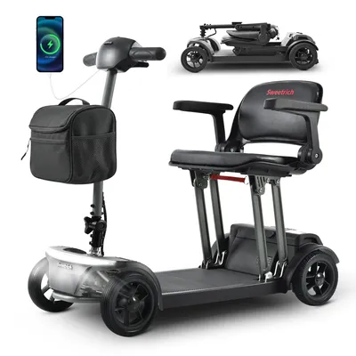 Image de Scooter électrique pour seniors – Modèle à quatre roues, spécialement conçu pour les seniors, facile à assembler, portable, puissant, noir