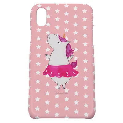 Produktbild von Mr. & Mrs. Panda Iphone 10 Handyhülle Einhorn Ballerina - Rot Pastell - Geschenk, Cover, Wohnung, Tanzen, Handy, X, Unicorn, Geburtstag, Party, Hülle