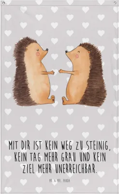 Produktbild von Mr. & Mrs. Panda Gobelin Igel Liebe - Grau Pastell - Geschenk, Hängedeko, Wandbehang, Freundin, Hochzeitstag, Hochzeit, Wandbild, Tapestry, Wandteppich