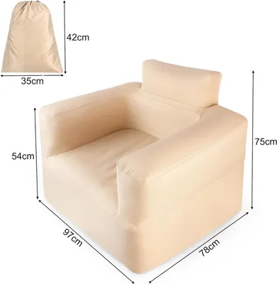 Produktbild von Sessamen-LP Aufblasbares Sofa, erweitert 97x78x75 cm, Lagergröße 42x35x18 cm, 200 KG, 1000D Oxford Tuch PVC Beschichtung, inkl. Pumpe, Reparaturset & Aufbewahrungstasche