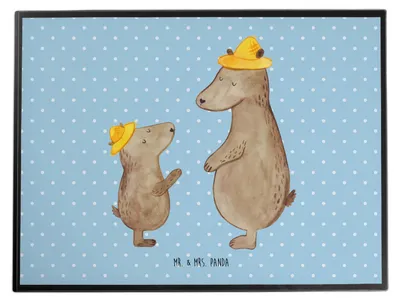 Produktbild von Mr. & Mrs. Panda Tischunterlage Bären mit Hut - Blau Pastell - Geschenk, Muttertag, Dad, Vatertag, schreibtischunterlagen, tischauflagen, Vater, Unterlage Schreibtisch