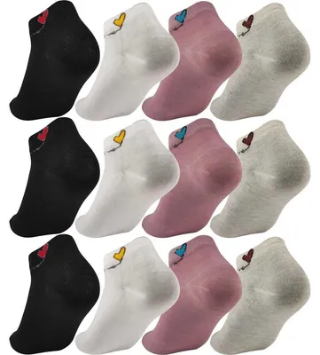 Produktbild von 12 Paar Damen Sneaker Socken mit Muster Baumwolle, 12 Paar, Mix5 35-38