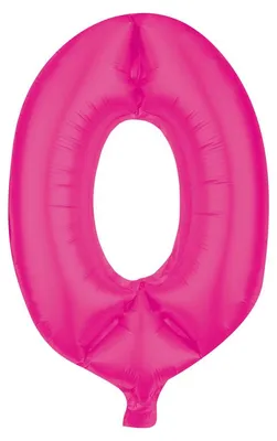 Produktbild von Folienballon Zahl 0 neon pink 85 cm