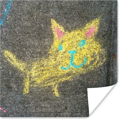 Produktbild von MuchoWow® Poster Street Art einer Katze 100x100 cm - Babyzimmer