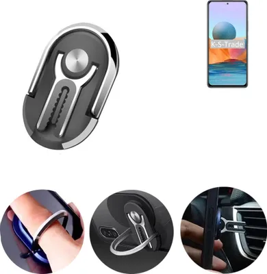 Produktbild von K-S-Trade 3in1 Smartphone-Ring Handy-Ring kompatibel mit Xiaomi Redmi Note 10 Pro Global Fingerhalterung  Handyring Tischständer
