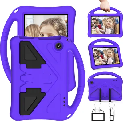 Produktbild von Kinder Hülle für Amazon Fire HD 7" 2022, Eva Leichte Stoßfeste Faltbarem Ständer, Kids Griff Schutzhülle Lila