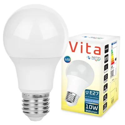Zdjęcie produktu dla MasterLED Lampa LED E27 - A60 Vita - 10W - 4000K neutralna biel - 940 lm - Energooszczędna lampa do salonu