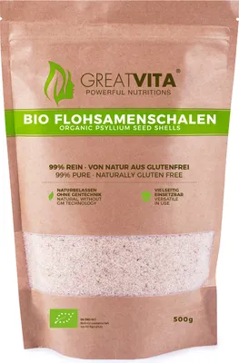 Produktbild von GreatVita Flohsamenschalen 500g | aus biologischem Anbau