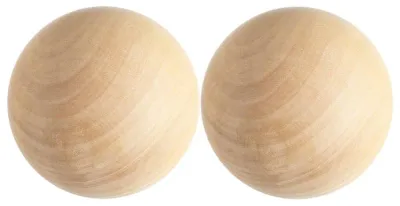 Image de Billes en bois non finies - 2 pièces pour la création et la décoration - Diamètre : 7 cm
