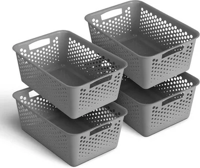 Produktbild von Aufbewahrungsboxen 10 l mit Griffen - BPA-frei - Anthrazit - Organizer für Bad, Küche und Schlafzimmer