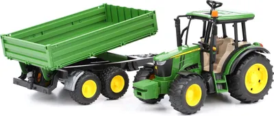 Productafbeelding van Bruder 2108 John Deere 5115 M met aanhanger met laadbak