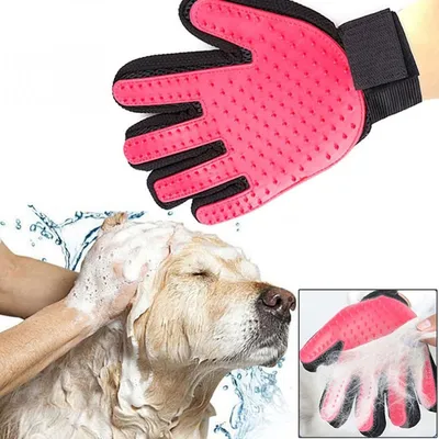 Immagine prodotto di Guanto da massaggio per cani e gatti, colore: rosa
