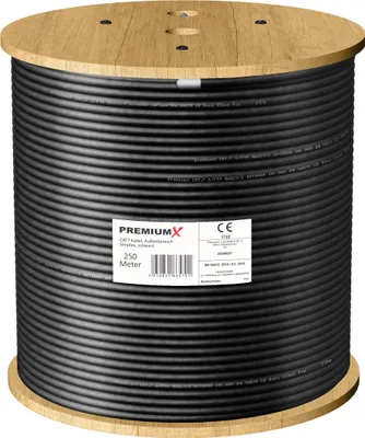 Produktbild von Premium X CAT 7 Outdoor Netzwerkkabel 250m S/FTP 10 Gbit/s PE AWG23/1 Simplex schwarz