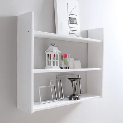 Produktbild von Wandregal Kiefer massiv weiß lackiert verschiedene Größen, Größe:B90 / H74 / T20 cm