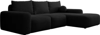 Produktbild von Selsey Carnos - Ecksofa mit Schlaffunktion, Balancekissen, Chenillebezug, Schwarz, rechtsseitig