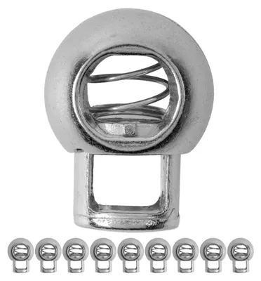 Kordelstopper 1-Loch, 10 Stück, Silber, für Kordeln bis Ø 5 mm