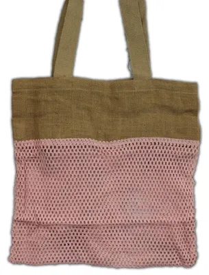 Image de Sac en toile de jute douce, pur coton, couleur rose