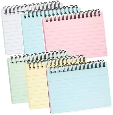 Produktbild von Karteikarten Mehrfarbige Liniert Karteikarten 12.5x7.5cm Revisionskarten Bunt Spirale Notizblock für Schule Büro Lernen 300 Blatt