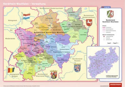Produktbild von Posterkarten Geographie 07. Nordrhein-Westfalen: physisch / politisch