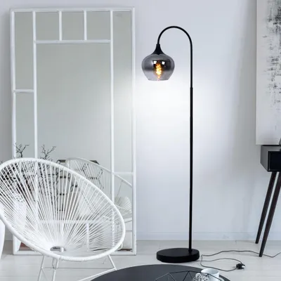 Produktbild von Stehleuchte, gebogen, Glas rauch, schwarz, H 150 cm