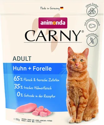 Produktbild von Carny Katzentrockenfutter Adult getreidefrei 350 g Huhn & Forelle
