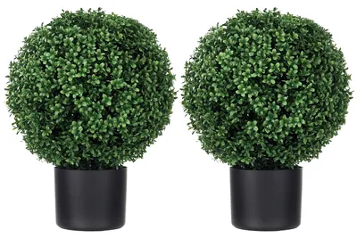 Productafbeelding van Kunstplant in de vorm van een buxus, bolvormig, 52x40 cm, groen
