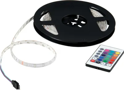 Produktbild von Grundig Flexibler LED Strip 3 Meter - Lichtband mit 16 Farben und Fernbedienung - Selbstklebender LED-Streifen Dimmbar für Dekorative Beleuchtung