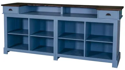 Obrázek produktu pro Casa Padrino pultová skříňka ve venkovském stylu modrá / černá 240 x 65 x v. 107 cm - Venkovský styl prodejního pultu