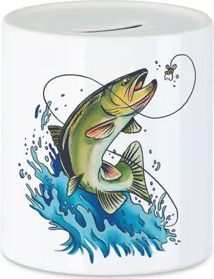 Produktbild von Fisch An Der Angel Spardose Angler Angeln Fische Angelzubehör Geschenkidee
