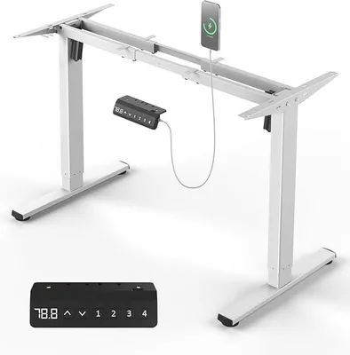 Imagen del producto de Escritorio de altura ajustable con estructura de 2 motores, color blanco