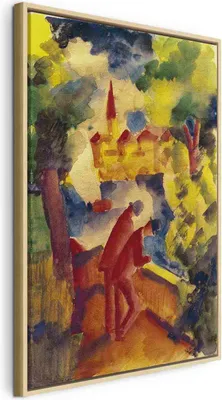 Produktbild von Italienischer Leinwand Leinwandbild - Männer auf der Straße am See (August Macke) 80x120 cm Reproduktionen l-F-13208-b-a