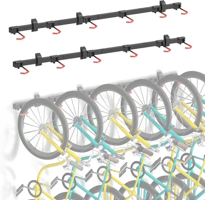 Imagen del producto de Soporte de pared para bicicletas, vertical, para 12 bicicletas, con ganchos ajustables, ideal para uso doméstico y en garajes
