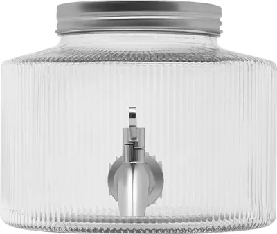 Produktbild von Getränkespender - 2,8 l Glasbehälter mit Zapfhahn - Bleifreies Klarglas - Zapfhahn aus Edelstahl - Für Kühlschrank - Deckel Ø 10,5 cm - 0–45 °C