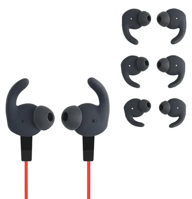 Produktbild von kwmobile 6x Hülle mit Haken kompatibel mit Huawei AM61 xSport - 3 Größen - Silikon Schutzhülle für Kopfhörer - Grau