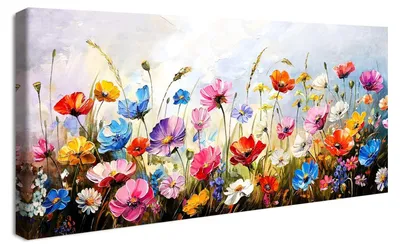 Produktbild von Holzrahmen, große Fotos, Dekoration für das Wohnzimmer, moderne Blumen, Margeriten, blauer Himmel, dekoratives Canvas, farbenfroh, Meer, Blume, ästhetisch, Bild, dekorative Fotos für das Wohnzimmer