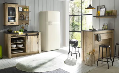 Produktbild von Küche mit Theke "Stove" in Used Wood Küchenschrank Set 5-teilig