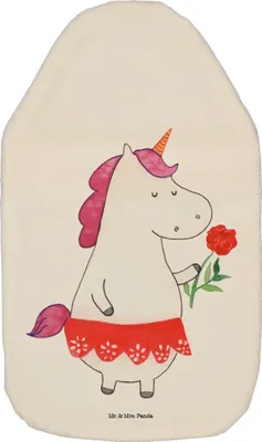 Produktbild von Mr. & Mrs. Panda Wärmflasche Einhorn Dame - Weiß - Geschenk, mit Bezug, Einhörner, Wärmflaschen, Unicorn, Wärmekissen, gummi, Trennung, Frau, Wärmeflasche, Freundin