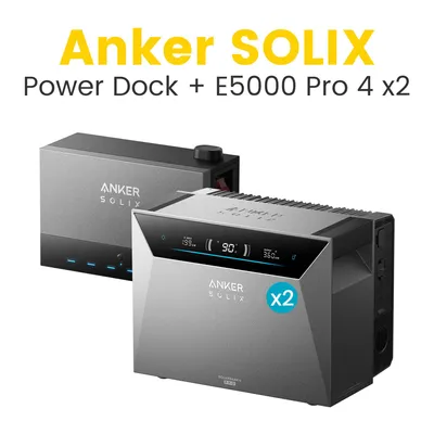 Produktbild von Anker SOLIX Solarbank Power Dock mit Anker SOLIX Solarbank 4 E5000 Pro x 2
