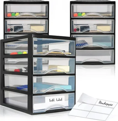 Produktbild von Schubladenschrank A4 mit 4 Schubladen, 3 Stück ink.l Aufklebe