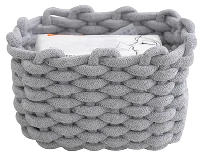 Geflochtener Aufbewahrungskorb aus Baumwolle, 20x15x12 cm, grau