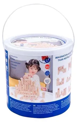 Obrázok produktu pre Drevené stavebné kocky prírodné stavebné kocky 84 kusov úložná krabica