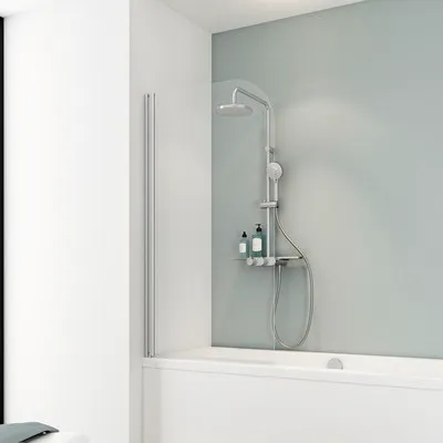 Produktbild von SCHULTE Badewannenaufsatz 1-teilig Komfort 80 x 140 cm Klarglas Profilfarbe aluminium D1650-EKS 01 50 140