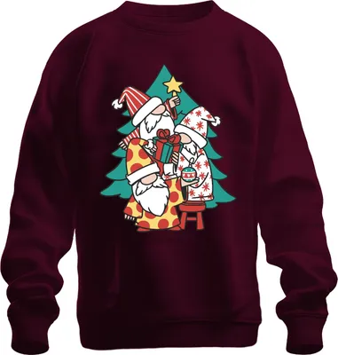 Produktbild von Schwedische Gnome Weihnachtsbaum - Weihnachten Weihnachtsgeschenk Christmas Uni Weihnachtspullover, Burgundy, 3XL