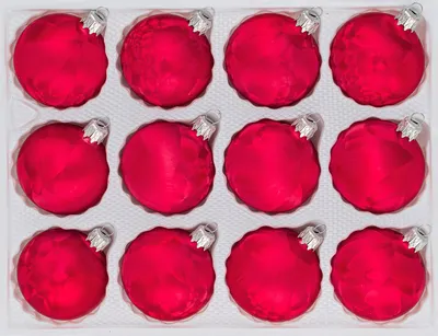 Produktbild von 12 tlg. Glas-Weihnachtskugeln Set in "Ice Rot" Eislack