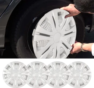 Produktbild von 4 Stück 13-Zoll-Radnabenkappen, silberne Felgenabdeckung, universell passend für die meisten Autos, LKWs, Transporter