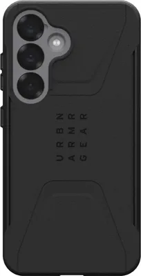 The back of a black phone case with a camera cutout and branding.